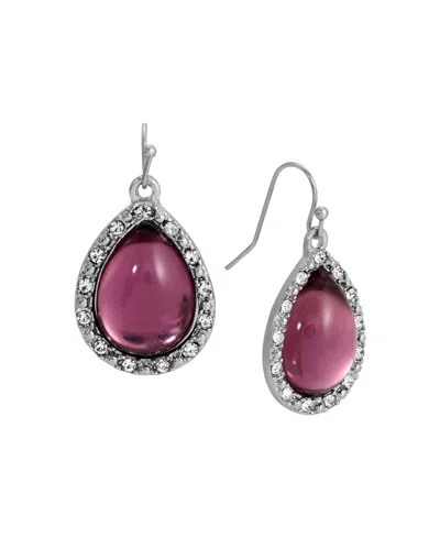 2028 Silver-tone Crystal Teardrop Earrings In Purple