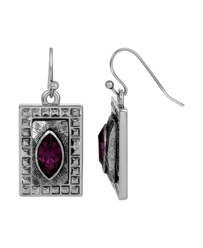 2028 Square Amethyst Drop Earrings In Purple