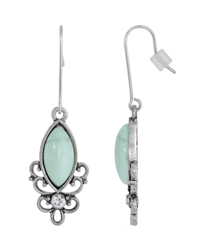 2028 Sterling Silver Wire Genuine Stone Turquoise Dyed Howlite Earrings In Sapphire