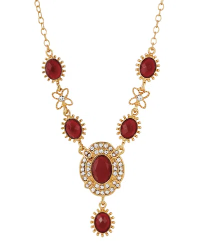 2028 Stone Collar Necklace In Orange