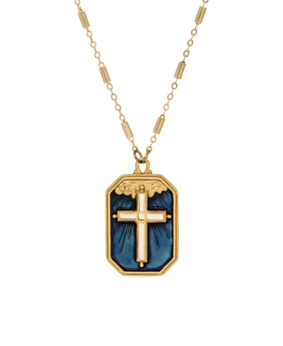 2028 Symbols Of Faith Enamel Blue Cross Necklace