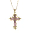 2028 Symbols Of Faith Glass Rectangle Cross Necklace In Pink
