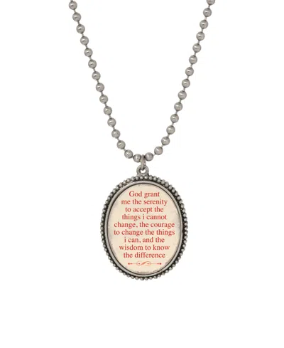 2028 Symbols Of Faith God Grant Me The Serenity Oval Pendant Necklace In Gray