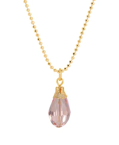2028 Teardrop Bead Ball Chain Necklace In Pink