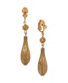 2028 Textured Elongated Clip Earrings In Yellow