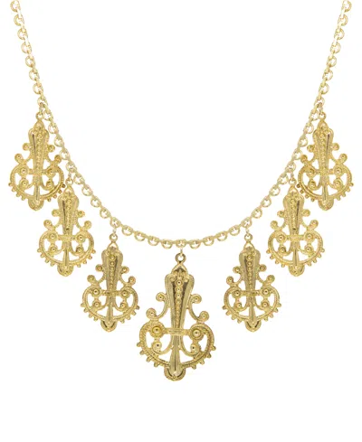 2028 Tone Filgree Drop Necklace In Gold-tone