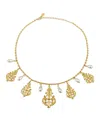 2028 Tone Filigree Drop With Pearl Drop Necklace In Gold-tone
