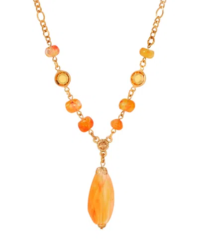 2028 Topaz Acrylic Crystal Accent Y Necklace In Brown