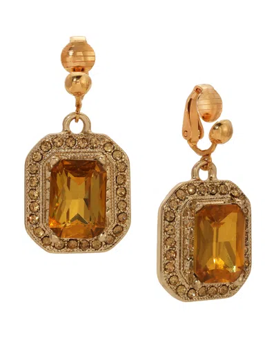2028 Topaz Acrylic Rectangular Drop Clip Earrings In Beige