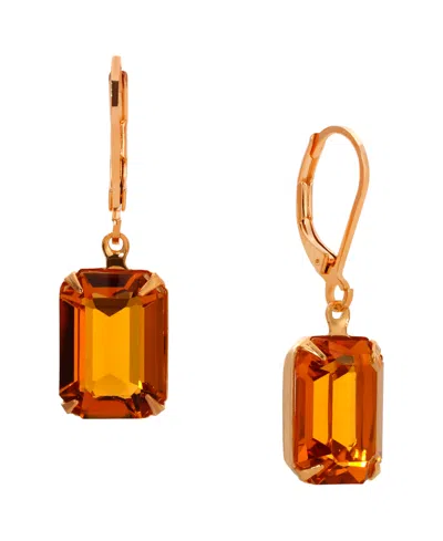 2028 Topaz Crystal Rectangular Drop Earrings In Beige