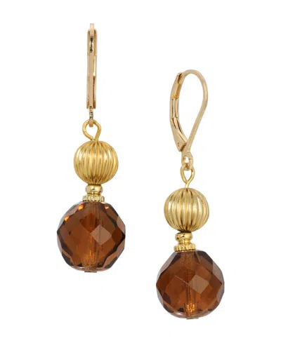 2028 Topaz Glass Bead Drop Earrings In Brown