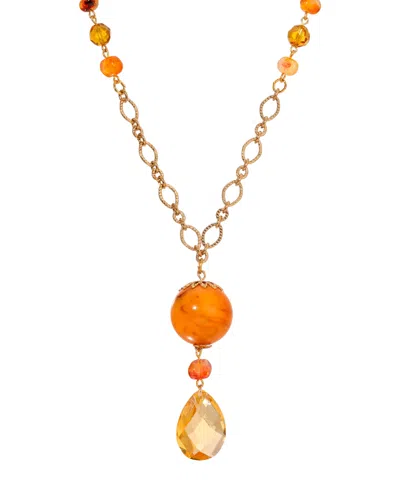 2028 Topaz Glass Bead Y Necklace In Brown