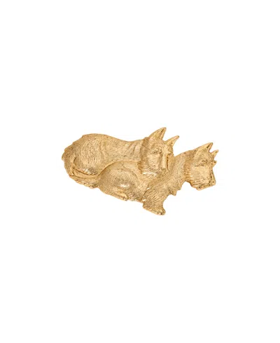 2028 Two Terrier Dogs Silver-tone Mixed Metal Pin In Yellow