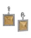 2028 Two-tone Faceted Square Drop Clip Earrings In Gray