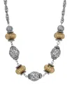 2028 Two-tone Filigree Bead Collar Necklace In Gray