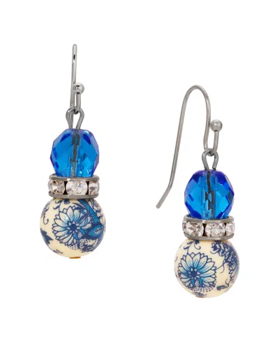 2028 Willow Crystal Drop Earrings In Blue