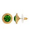 2028 Women's 14k Gold-tone Green Round Button Stud Earrings In Green