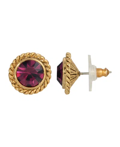 2028 Women's 14k Gold-tone Purple Small Round Stud Earrings