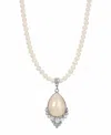 2028 Women's Crystal And Imitaion Pearl Teardrop Necklace In White