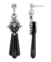 2028 Women's Crystal And Jet Drop Earring In Black
