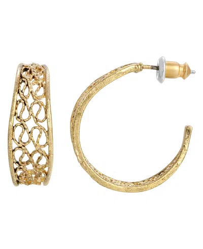 2028 Women's Filigree Hoop Earrings In Goldtone