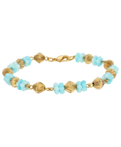 2028 Women's Flower Bead Bracelet In Blue