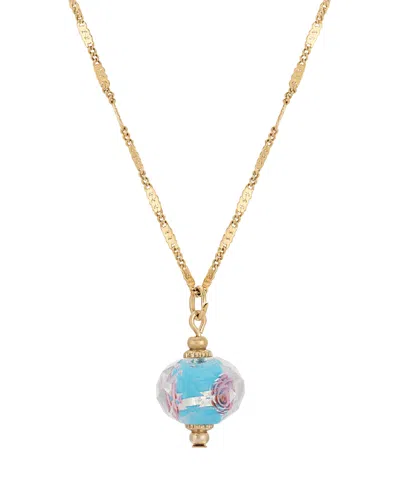 2028 Women's Flower Bead Necklace In Aqua
