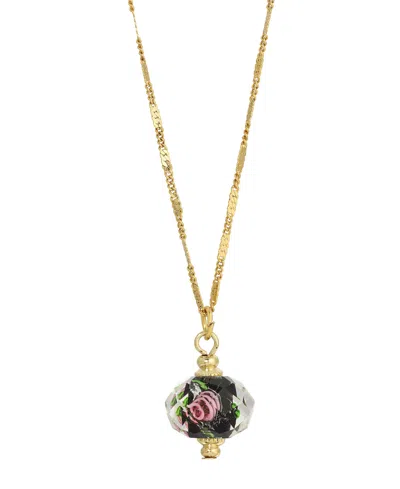 2028 Women's Flower Bead Necklace In Black