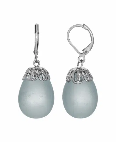 2028 Women's Frosted Glass Egg Drop Earring In Blue