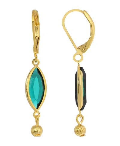 2028 Women's Gold-tone Crystal Oval Drop Earrings In Green