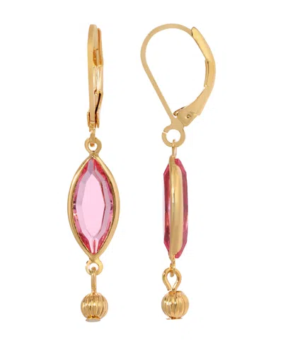 2028 Women's Gold-tone Crystal Oval Drop Earrings In Pink