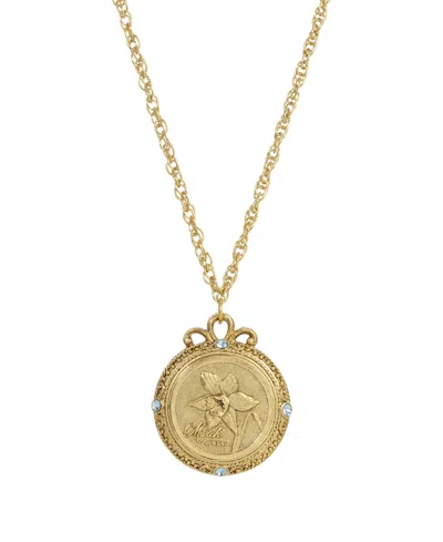 2028 Women's Gold Tone Flower Of The Month Narcissus Necklace