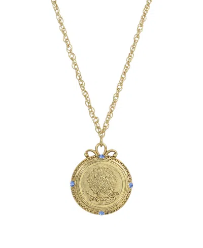 2028 Women's Gold Tone Flower Of The Month Narcissus Necklace In Blue 1