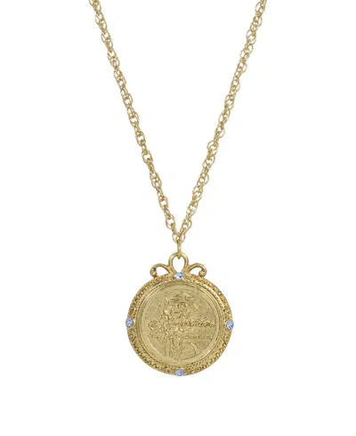 2028 Women's Gold Tone Flower Of The Month Narcissus Necklace In Blue