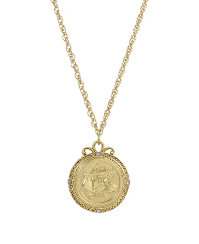 2028 Women's Gold Tone Flower Of The Month Narcissus Necklace In Purple