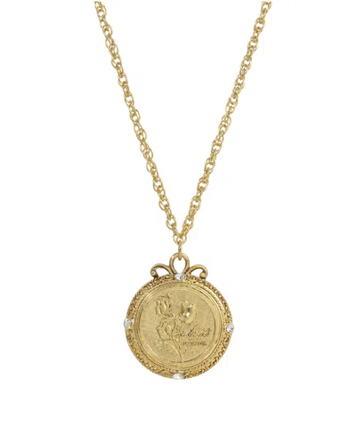 2028 Women's Gold Tone Flower Of The Month Narcissus Necklace In White