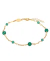 2028 Women's Gold-tone Green Beaded Chain Anklet In Green