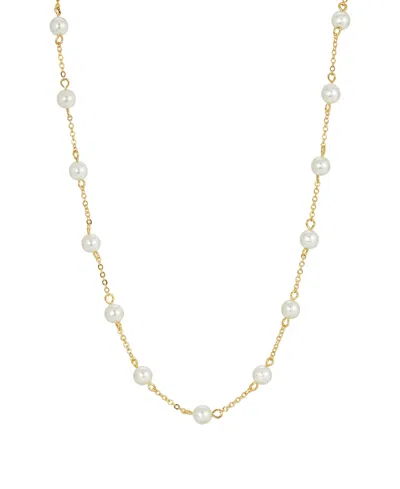 2028 Women's Gold Tone Imitation Pearl Chain Necklace In White