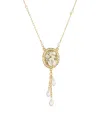 2028 Women's Gold Tone Ivory Porcelain Rose Oval Pendant With Imitation Pearl Drop Necklace In White