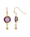 2028 Women's Gold Tone Purple Channel Wire Drop Earrings In Purple