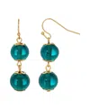 2028 Women's Gold-tone Round Green Drop Earrings In Green