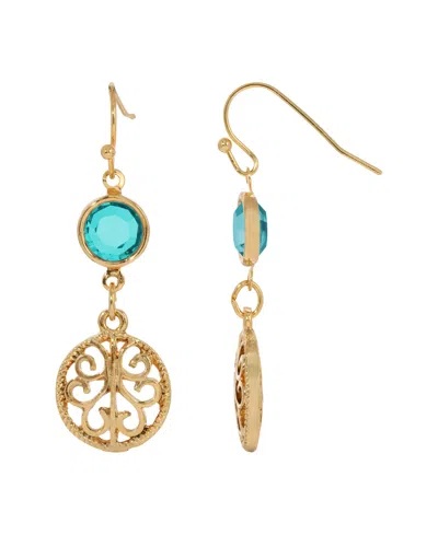 2028 Women's Gold-tone With Blue Zircon Earrings