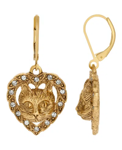 2028 Women's Heart Shaped Earrings In Gold Cat