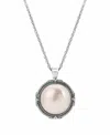 2028 Women's Imitation Pearl Round Stone Pendant Necklace In Pink