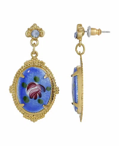 2028 Women's Oval Flower Stone Earring In Blue