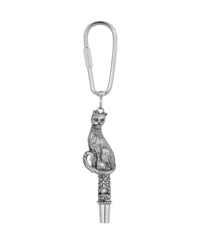 2028 Women's Pewter Cat Whistle Key Fob In Silver