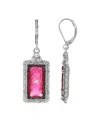 2028 Women's Pewter Silver-tone And Crystal Stone Earrings In Fuchsia