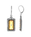 2028 Women's Pewter Silver-tone And Crystal Stone Earrings In Yellow