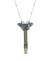 2028 Women's Pewter Whistle With Blue Enamel Butterfly Necklace In Blue