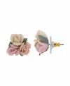 2028 Women's Porcelain Rose Button Earring In Pink